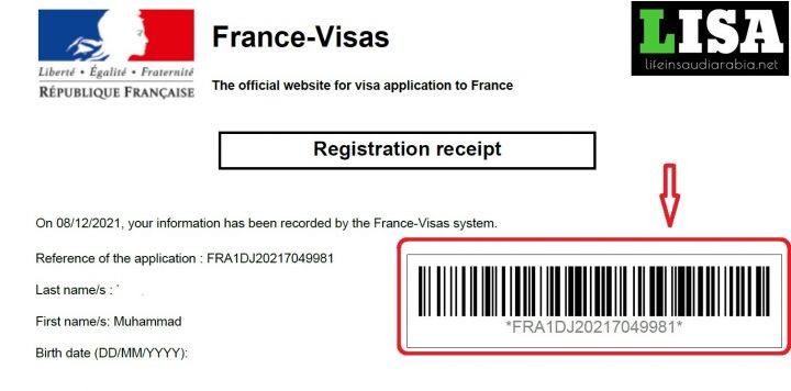 France Visa Registration Number