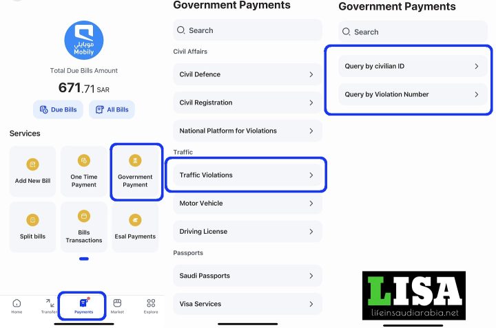 how to pay traffic violation in ksa 