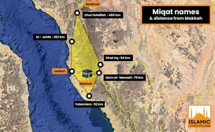 Miqat Map for Umrah