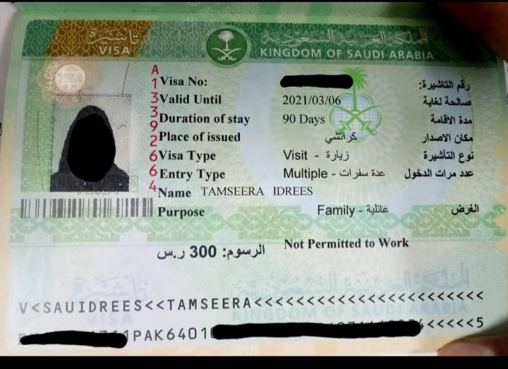 Saudi visit visa validity after stamping