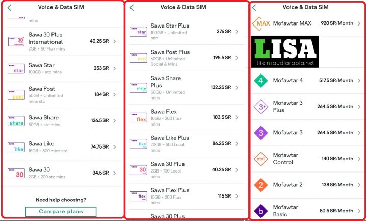 STC eSIM packages