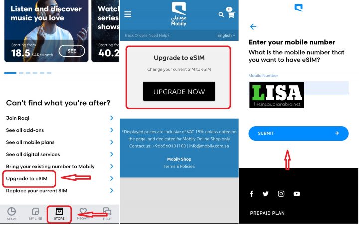 Convert existing Mobily SIM to an eSIM