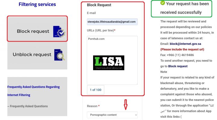 How to block a website in Saudi Arabia?