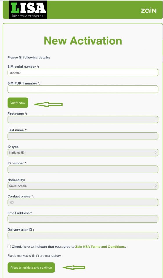 How to activate Zain SIM in Saudi Arabia?