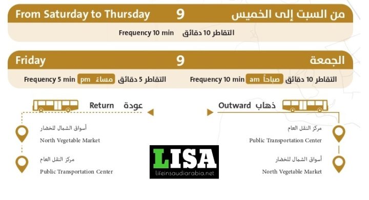 Route 09 of Riyadh Public Transport SAPTCO buses