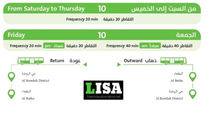 Route 10 of Riyadh Public Transport SAPTCO buses