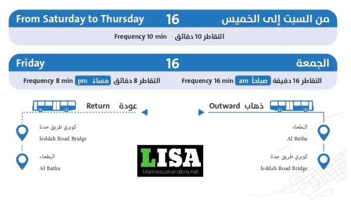 Route 16 of Riyadh Public Transport SAPTCO buses