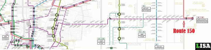 Route 150 of Riyadh Metro City Bus Map