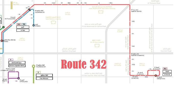 Route 342 of Riyadh Metro City Bus Map