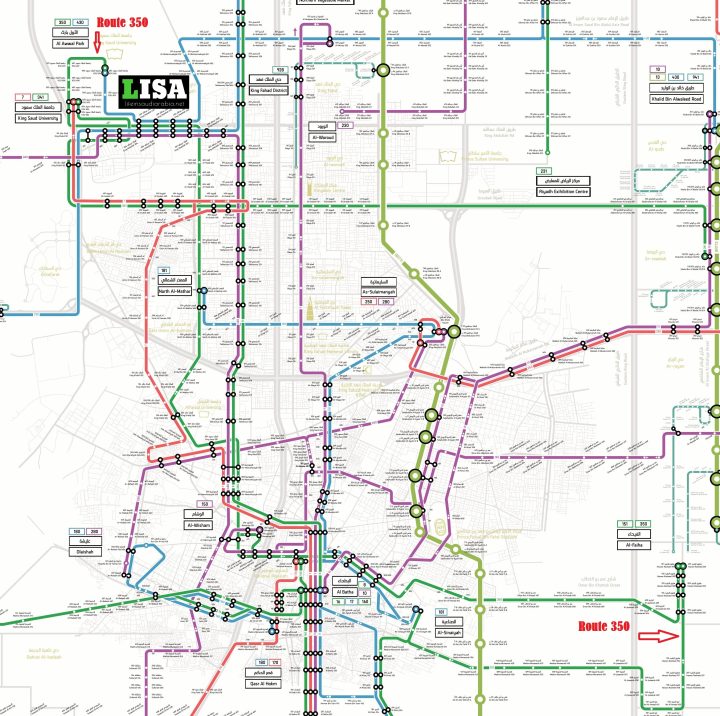 Route 350 of Riyadh Metro City Bus Map