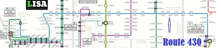 Route 430 of Riyadh Metro City Bus Map