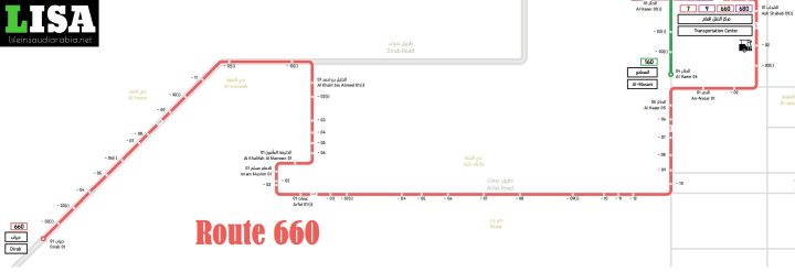 Route 660 of Riyadh Metro City Bus Map